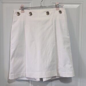 Joseph Ribkoff White PU Coated Grommet Detail Skort Size 6 EUC